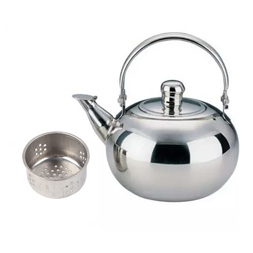 14cm Household Silver Teapot Thickened Stainless Steel Filter Infuser Tea Pot Kettle Maker for Restaurant