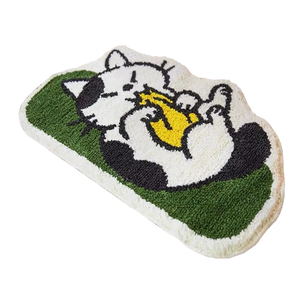 Bathroom Rug Mat Cute Simple Quick Drying Prevent Slipping Shower Carpets for Hotel and Home Black and White Cat 40x60cm/15.7x23.6in Imitation Cashmere