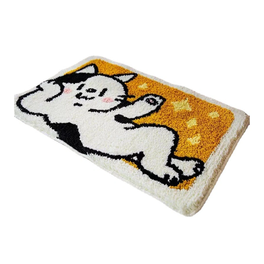 Bathroom Rug Mat Cute Simple Quick Drying Prevent Slipping Shower Carpets for Hotel and Home Goodnight Cat 40x60cm/15.7x23.6in Imitation Cashmere