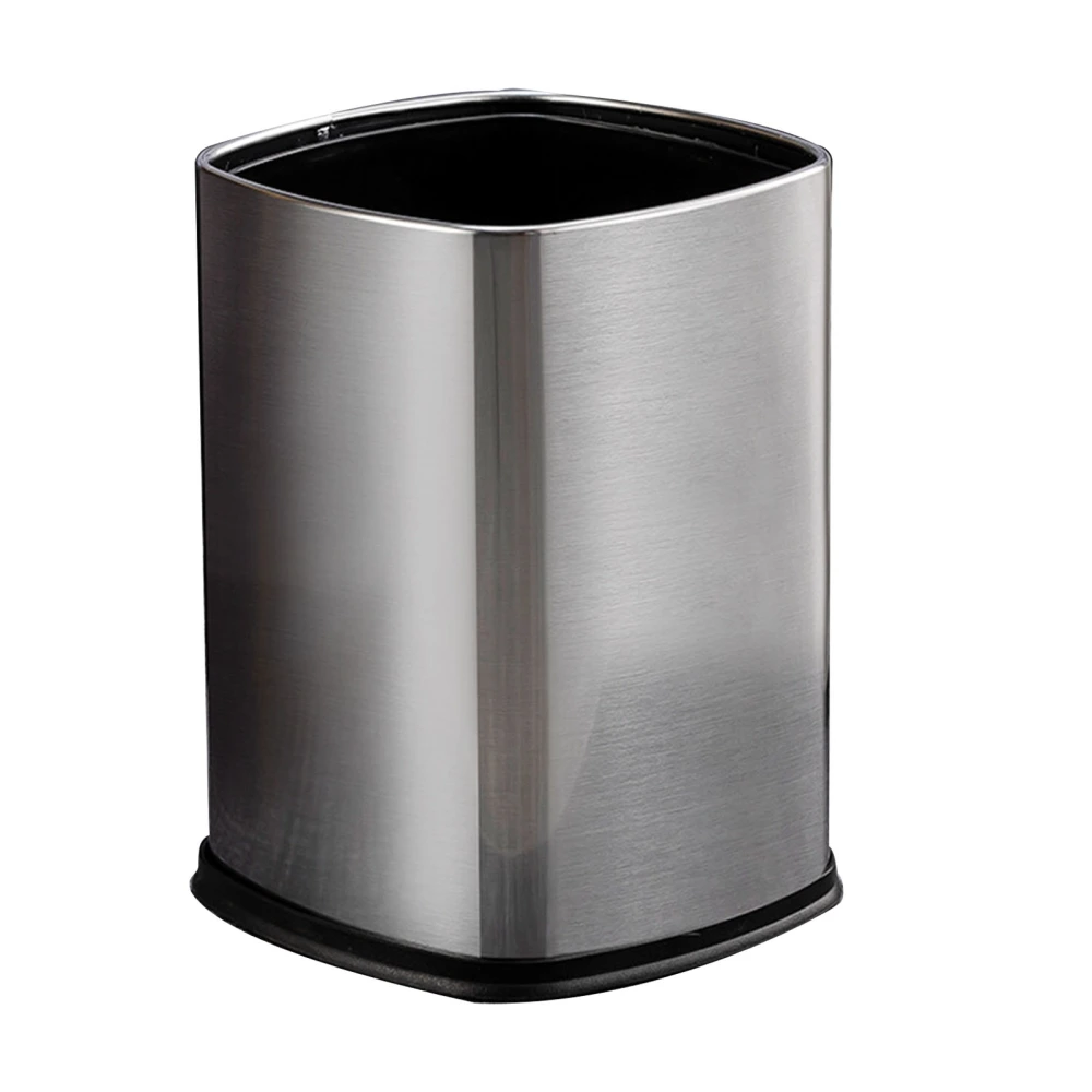 12L Rectangular Trash Can Lidless Living Room Kitchen Office Stainless Steel Dustbin Trash Can