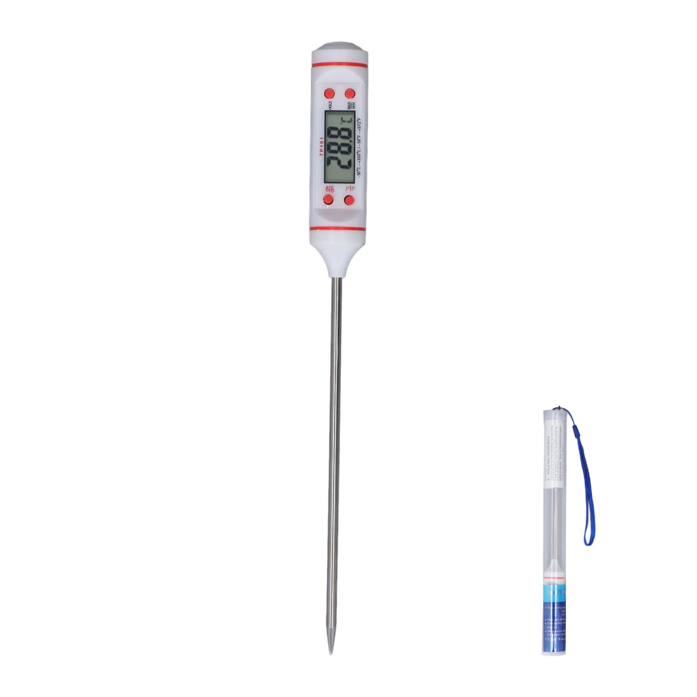 Digital Meat Thermometer with Long Probe Instant Read Food Thermometer with Large Display for Kitchen Cooking Grilling White