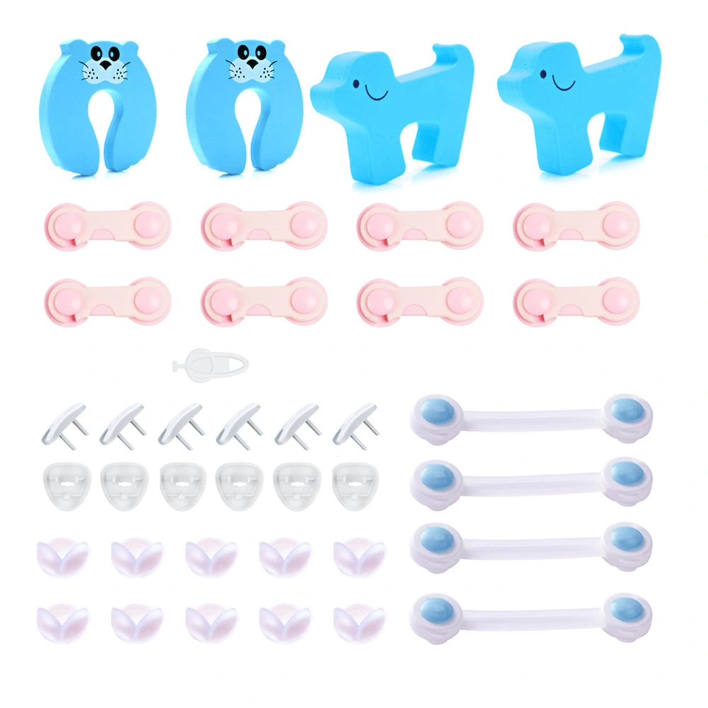 39pcs Child Proof Safety Locks Self Adhesive Baby Proofing Cabinet Locks Corner Protectors Outlets Covers for US Plug