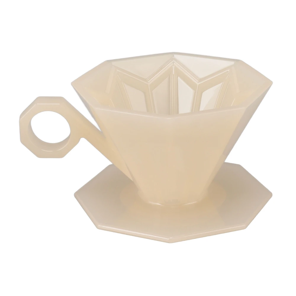 Pour Over Coffee Dripper Resin Hand Drip Coffee Brewing Filter Cone Cup with Ergonomic Handle for Home Beige