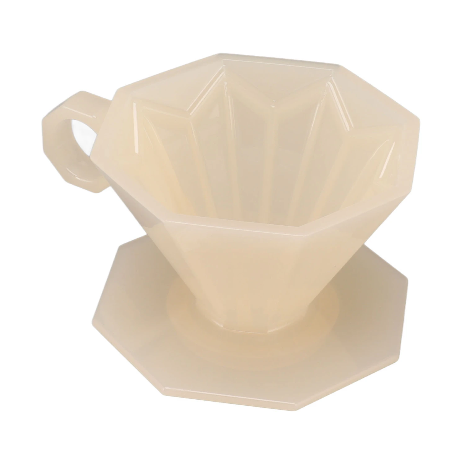 Pour Over Coffee Dripper Resin Hand Drip Coffee Brewing Filter Cone Cup with Ergonomic Handle for Home Beige