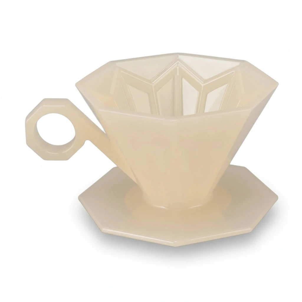 Pour Over Coffee Dripper Resin Hand Drip Coffee Brewing Filter Cone Cup with Ergonomic Handle for Home Beige