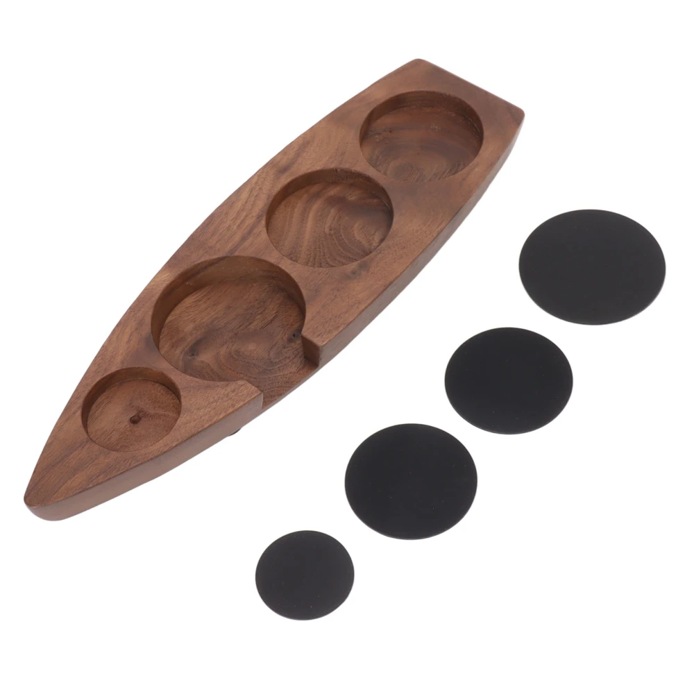 Boat Shape Coffee Tamper Holder Walnut Wood Coffee Distributor Holder Station for Cafe Western Restaurant Bar Family Kitchen 53mm