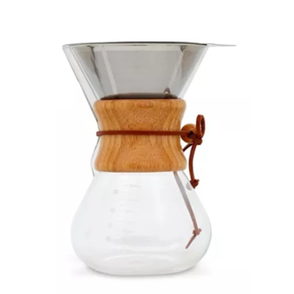 800ml Pour Over Coffee Maker High Borosilicate Glass Manual Coffee Dripper with Stainless Steel Filter