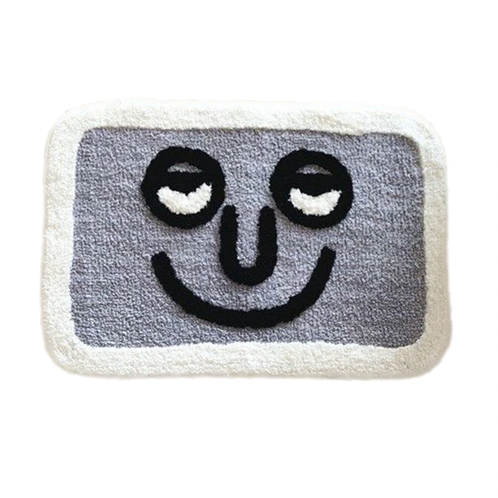 Indoor Door Mat Water Absorption Indoor Floor Blanket for Home Bathroom Toilet Lovely Pattern Gray Smiling Face 40x60cm / 15.7x23.6in