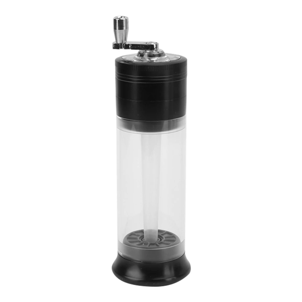 Manual Spice Grinder 50mm 4 Layers Cone Filler See Through Container Push Button Hand Spice Grinder for Home Travel Black