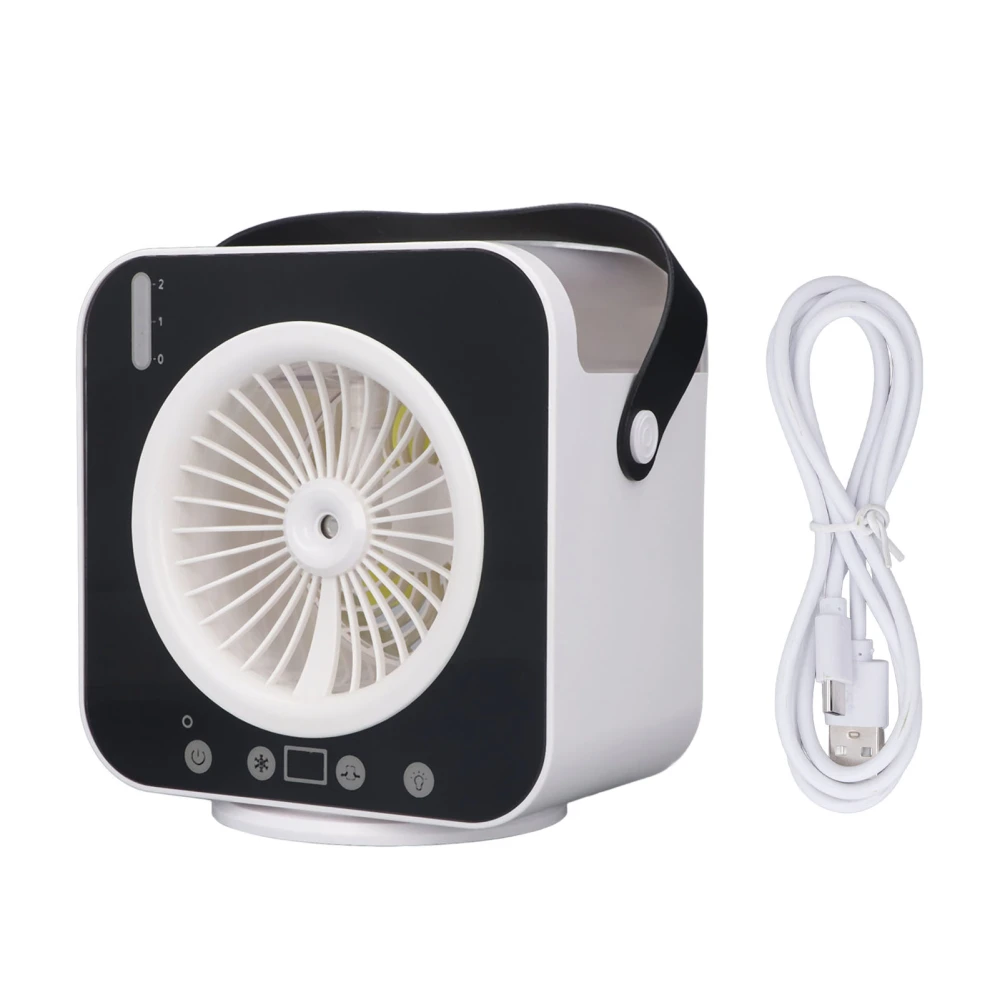 Air Cooler Fan 520ml 3 Speed Mode USB Charge Colorful Lights Touch Control Portable Air Conditioner for Bedroom Office