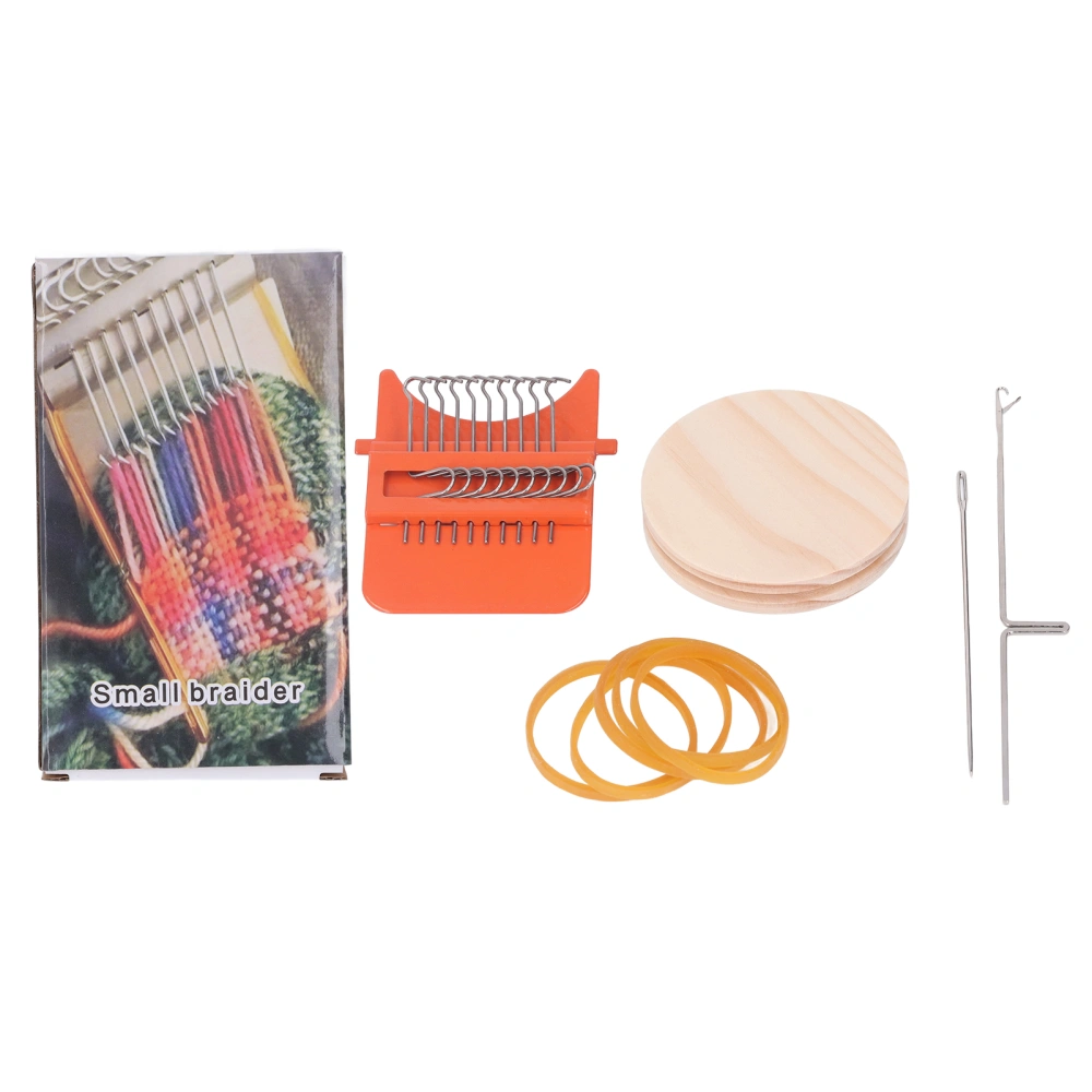 10 Hooks Mini Loom Machine Household Small Weaving Loom Machine with 6.5cm Wooden Board for Hand Craft DIY Weaving Orange