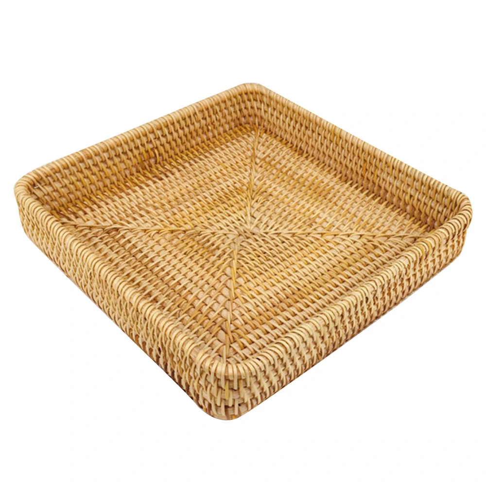 Rattan Tray Tabletop Organization Hand Woven Snack Storage Basket Multifunctional Serving Tray M