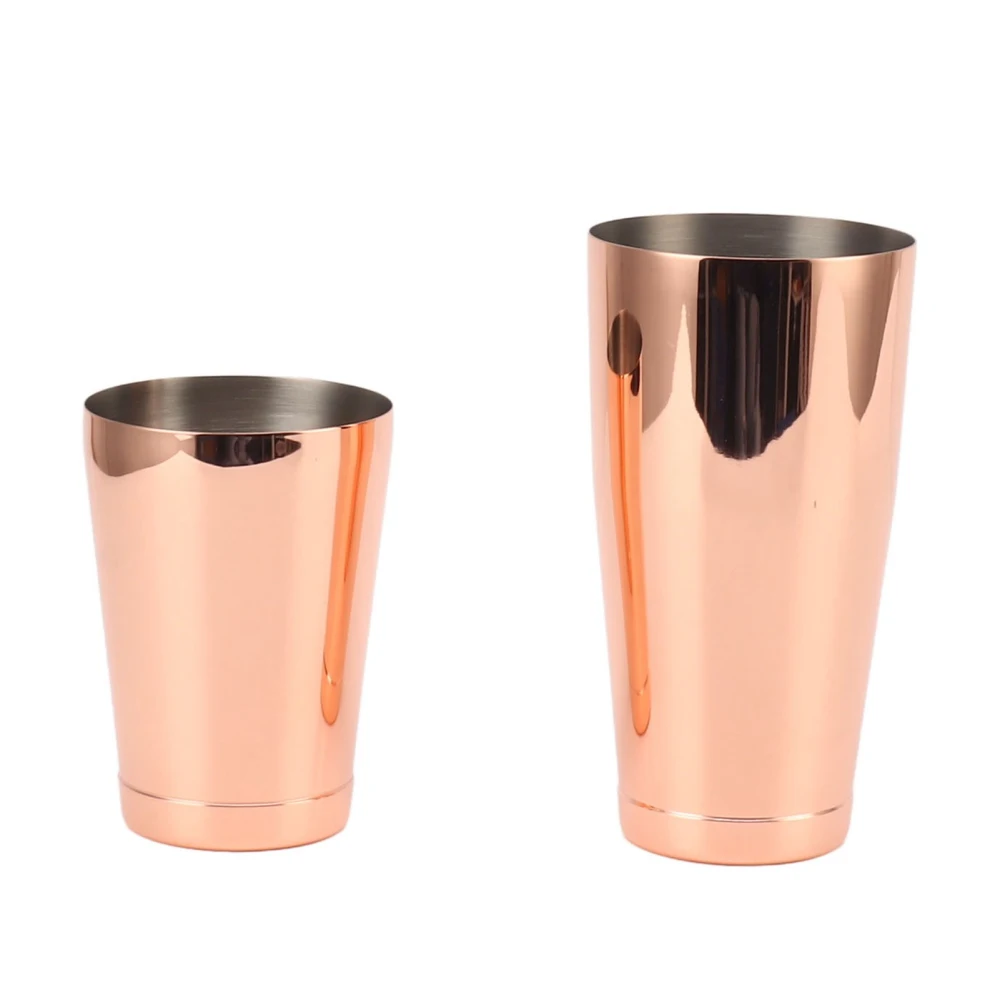 304 Stainless Steel Cocktail Shaker 2 Section Bartending Mixer Bar Wine Cup Shaker Copper Plated with Bottom Cup