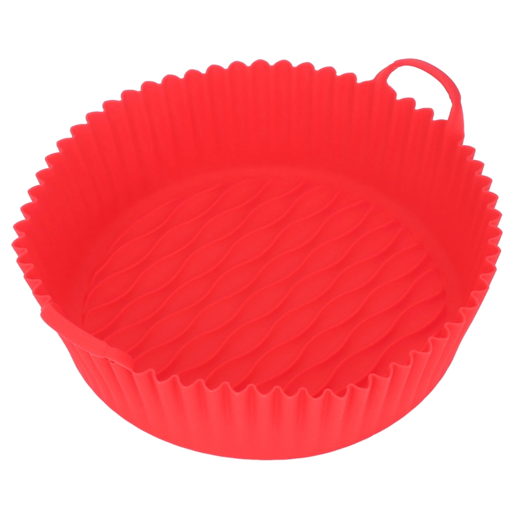 Kitchen Fryer Liner Round Food Grade Silicone Reusable Fryer Basket Non Stick for Dishwasher Microwave Oven Red