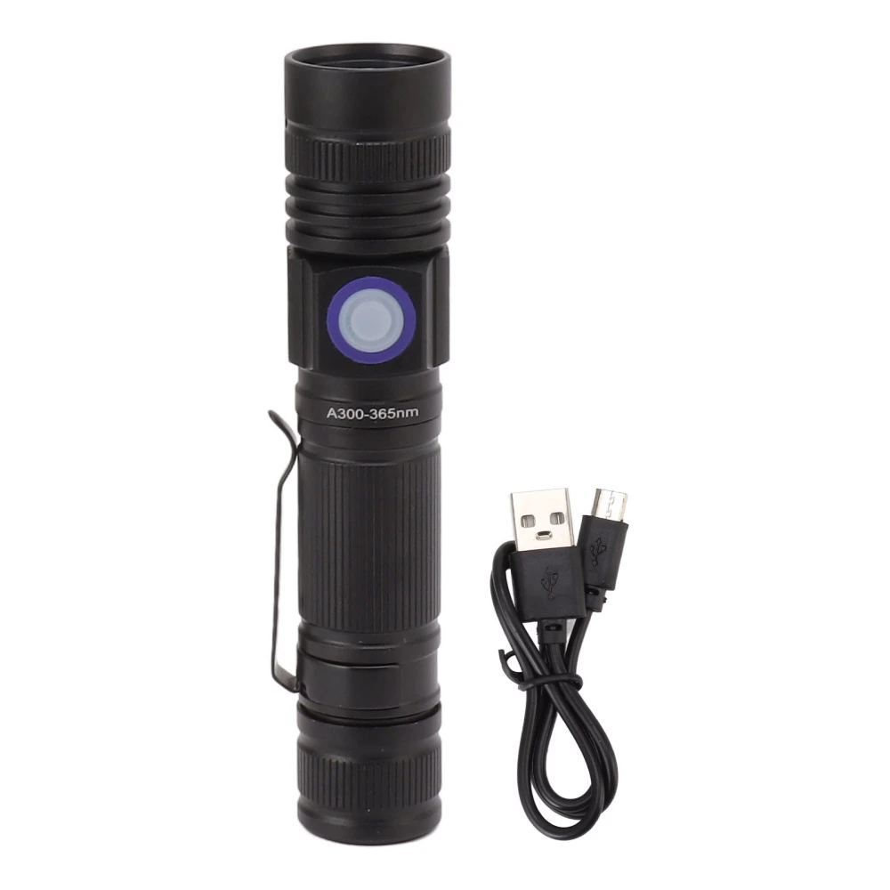 UV 365nm Flashlight USB Rechargeable Handheld Resin Curing UV LED Portable Flashlight Urine Detector