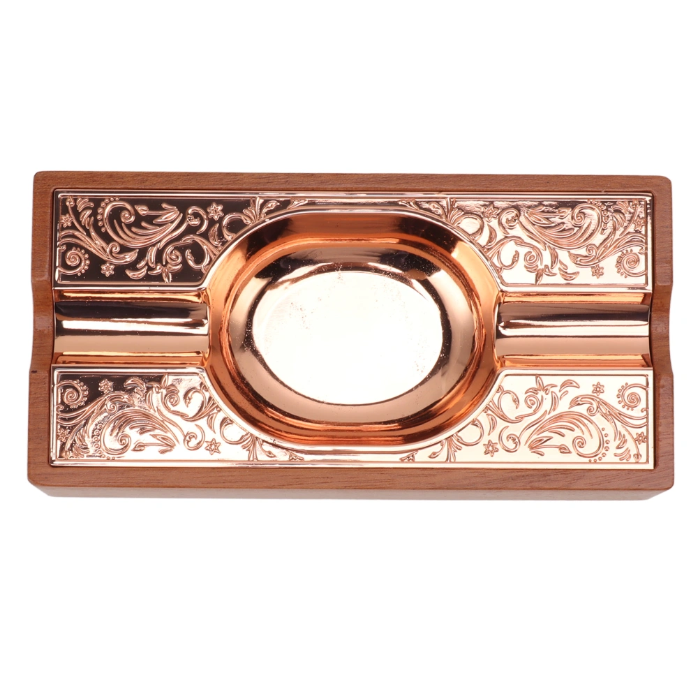 Cigar Ashtray Light Luxury Vintage Portable Solid Wood Metal Cigar Ashtray Decoration for Patio Home Copper