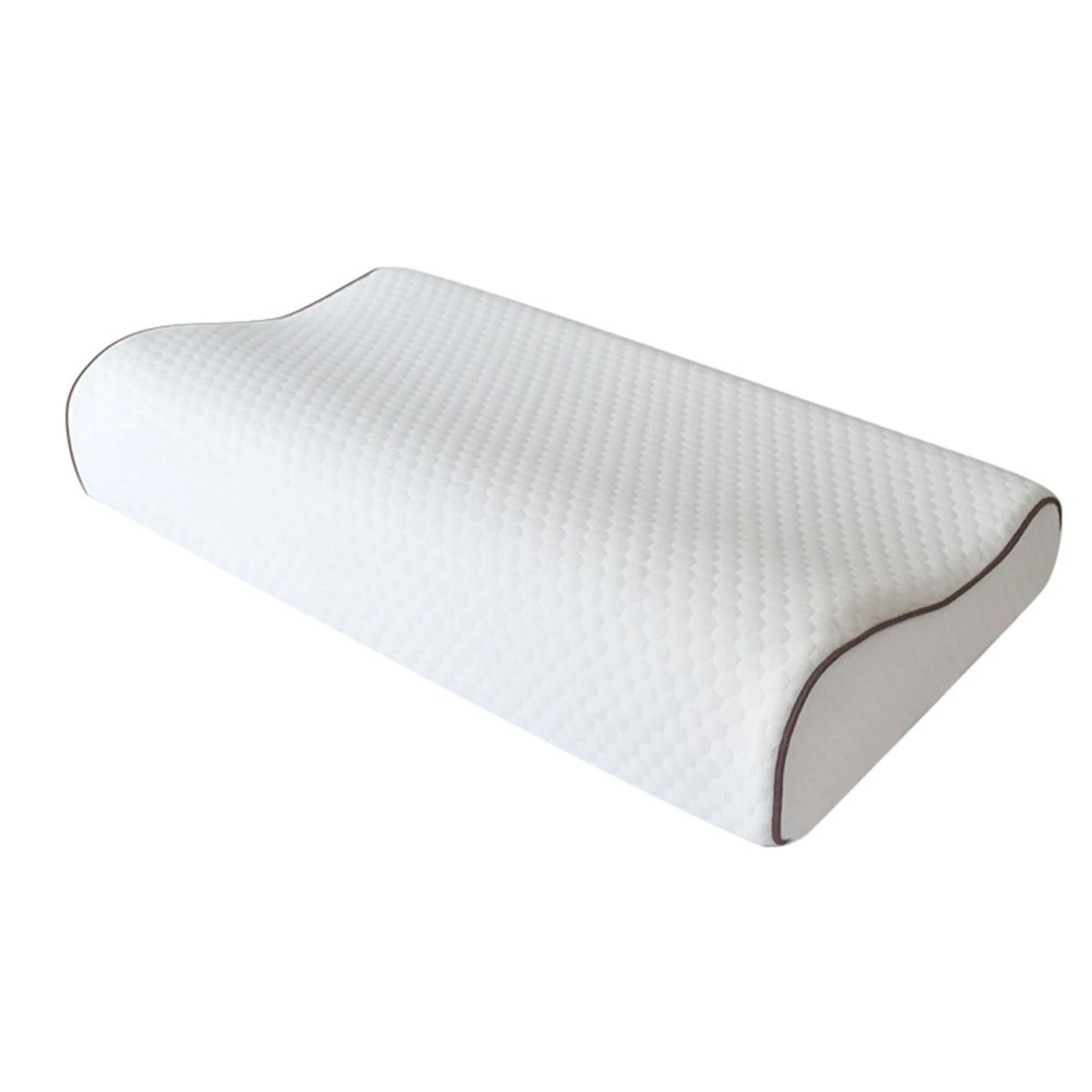 Memory Foam Pillow Slow Rebound Cervical Vertebra Memory Cotton Pillow Wave White Check Coffee Binding 50x30x10cm