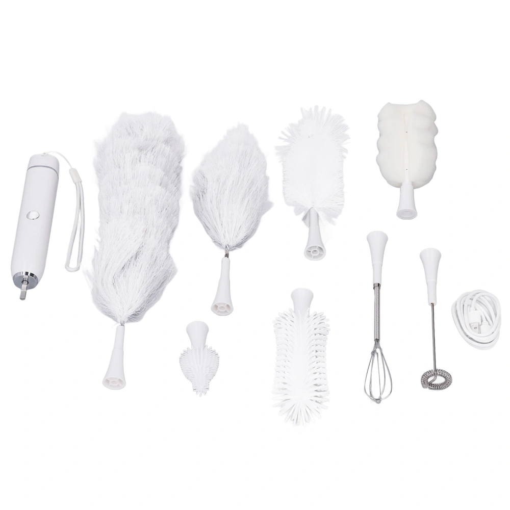 Electric Bottle Brush Set IP65 Waterproof Replaceable Heads Cleaning Tool with Nipple Brush Milk Freighter Feather Duster