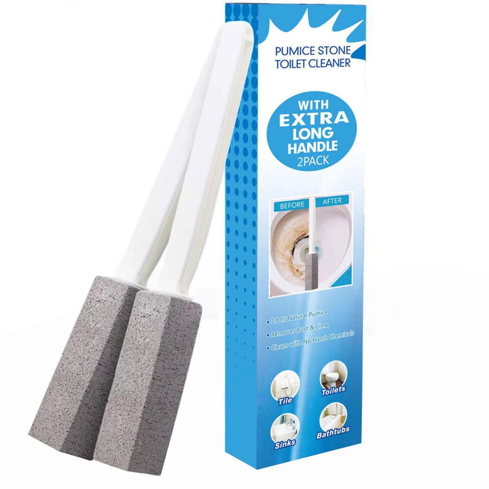 2Pcs Stone Toilet Cleaner Pumice Stone Toilet Cleaner Brush with Long Handle for Bathroom Kitchen Cleaning