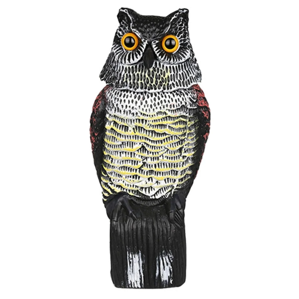 Fake Owl Sculpture PE PP with 360 Degree Rotating Head Owl Bird Deterrents for Garden Ornament