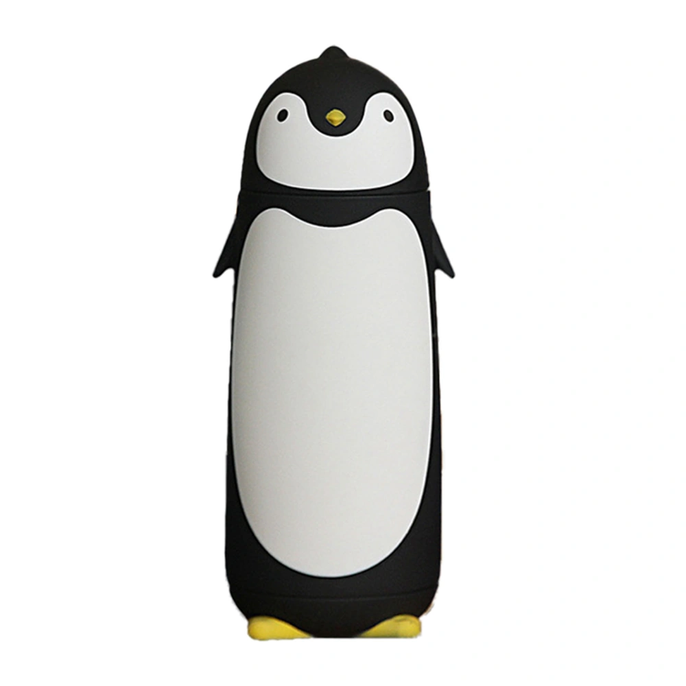 Water Bottle Penguin Design Heat Insulation 300ml Portable Water Cup for Outdoor Black