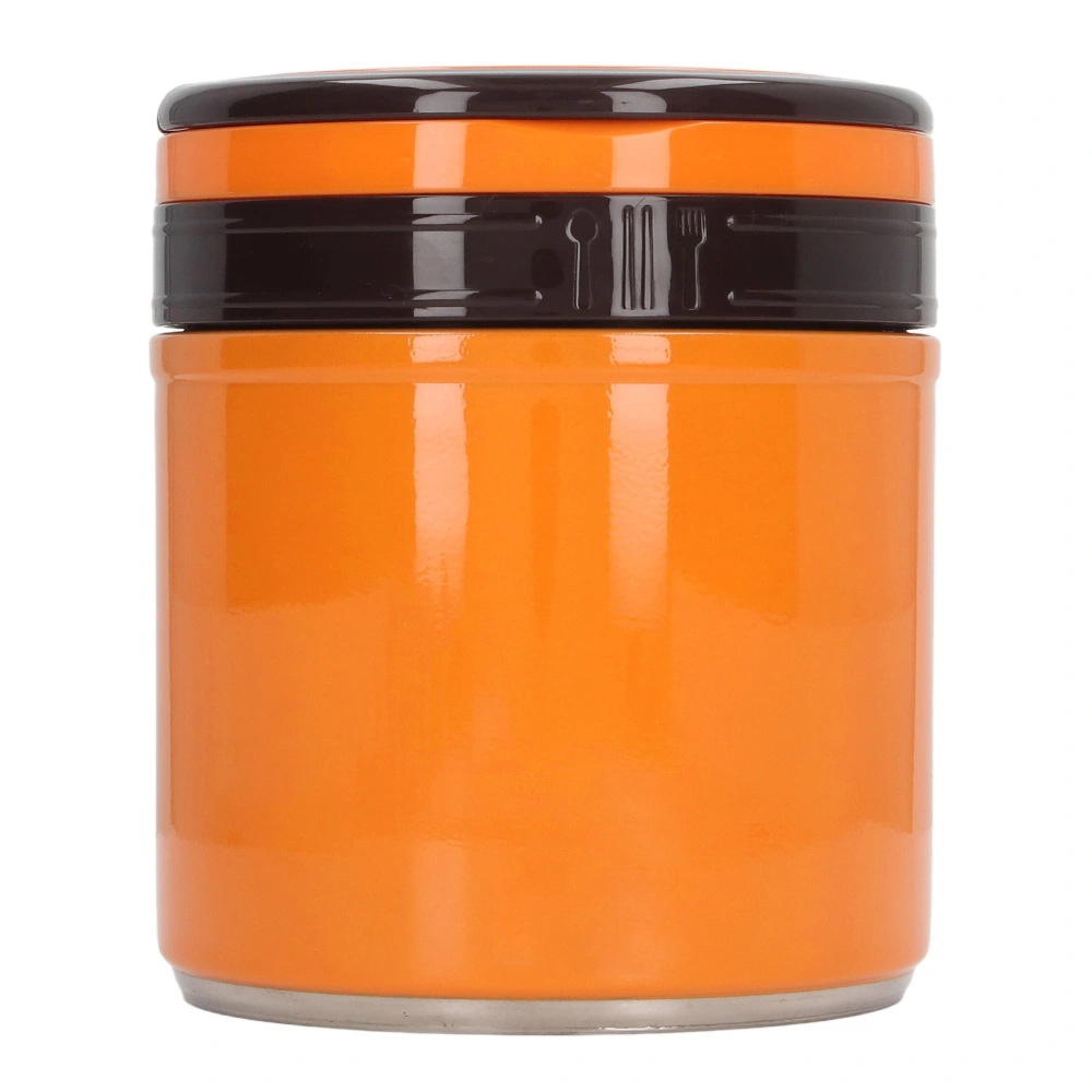 Insulated Food Jar 304 Stainless Steel Japanese Style Round Shape Vacuum Lunch Food Container for Office Worker 1.2L Orange