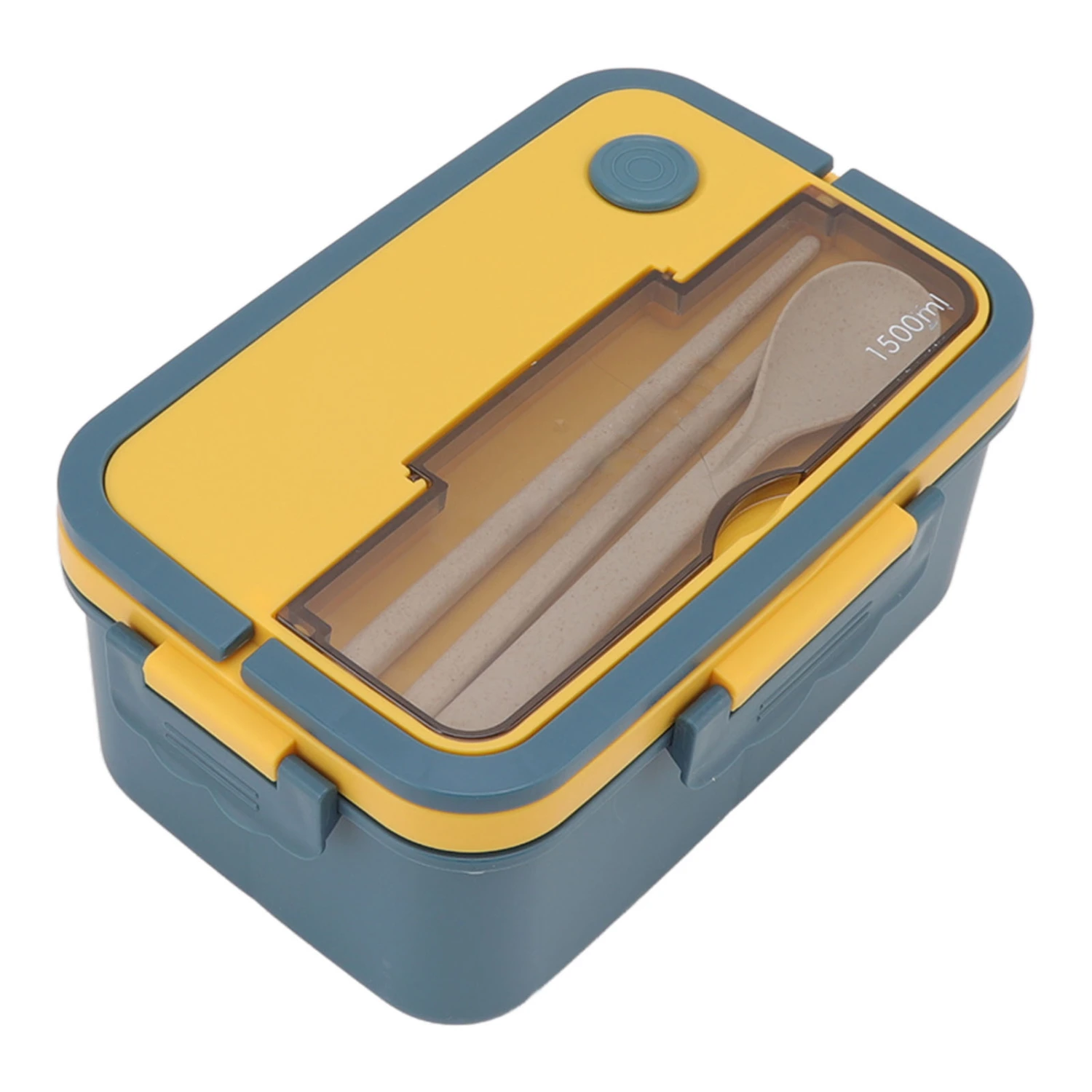 1500ml Lunch Box Heat Resistant Plastic Bento Box Portable Lunch Containers with Chopsticks Spoon for Students Blue