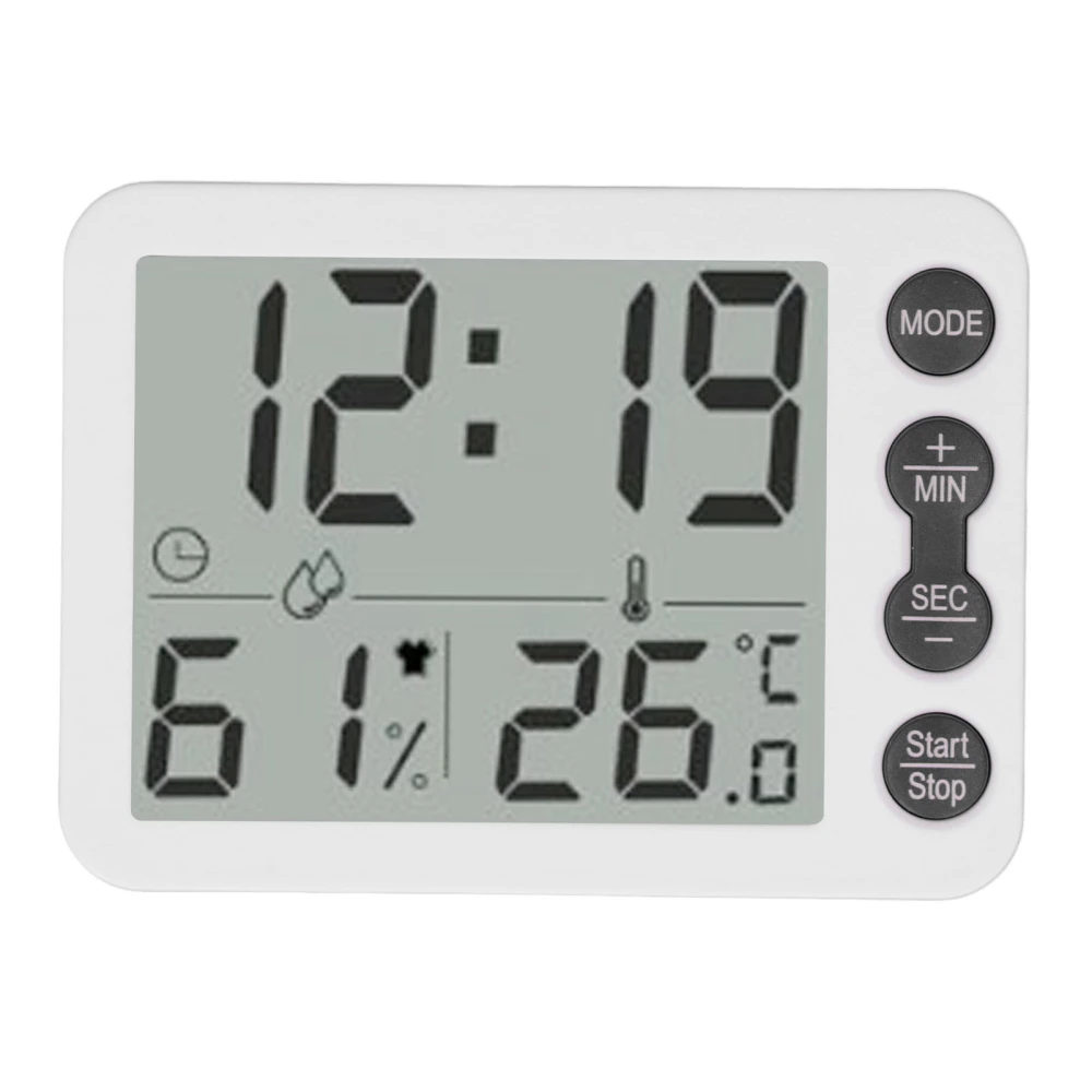 Indoor Digital Temperature Humidity Meter Multifunctional Electronic Thermometer Hygrometer with Alarm Clock Function White Black Key