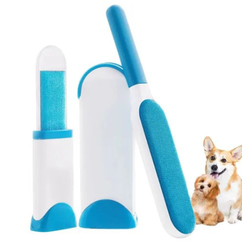 3Pcs Lint Remover Brush Set Lightweight Double Sided Easy Grasp Handle Pet Hair Remover Brush Blue