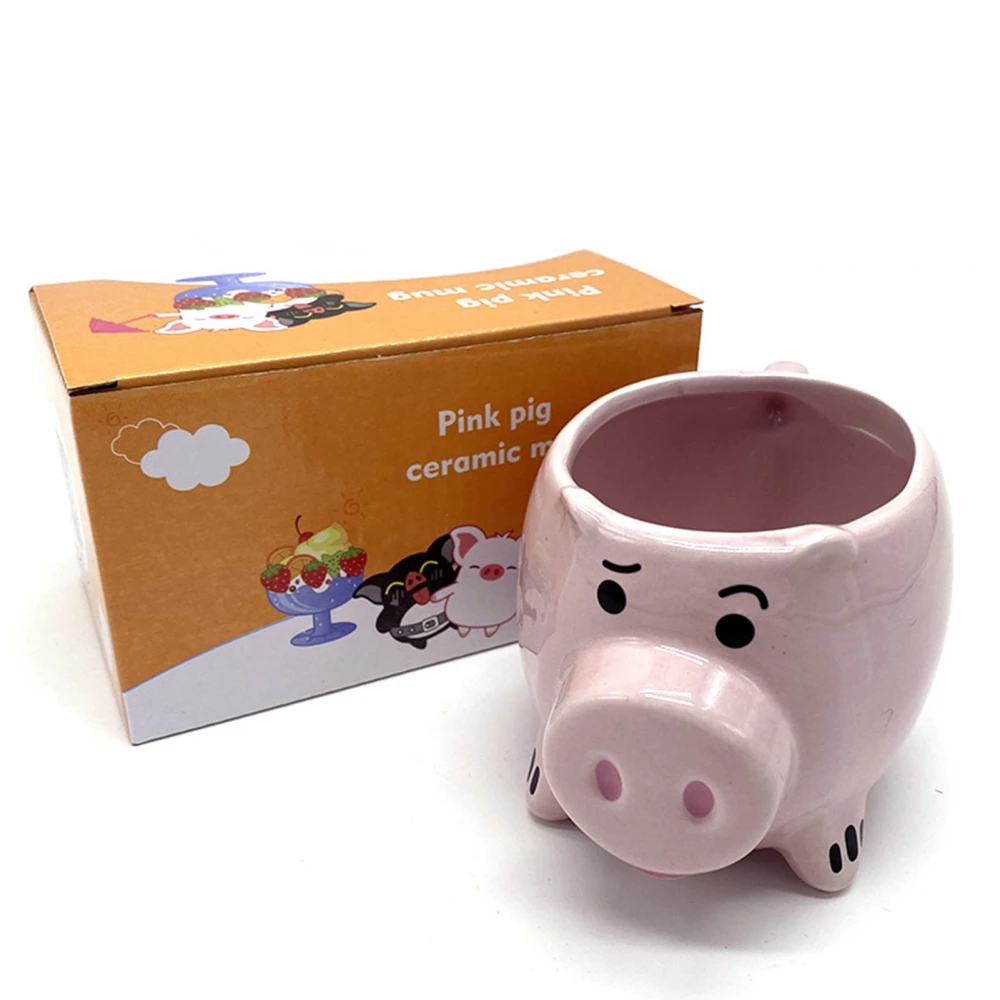 Cute Pig Ceramic Cup Pink Comfortable Grasp Smooth Mouth Lovely Shape for Coffee Tea Milk Beverage Water