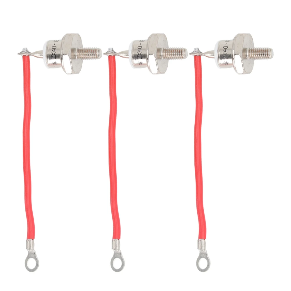 3pcs Generator Rectifier Diode Professional Diesel Engine Generator Diode with Cable for Diesel Generator 40A Positive Red Line