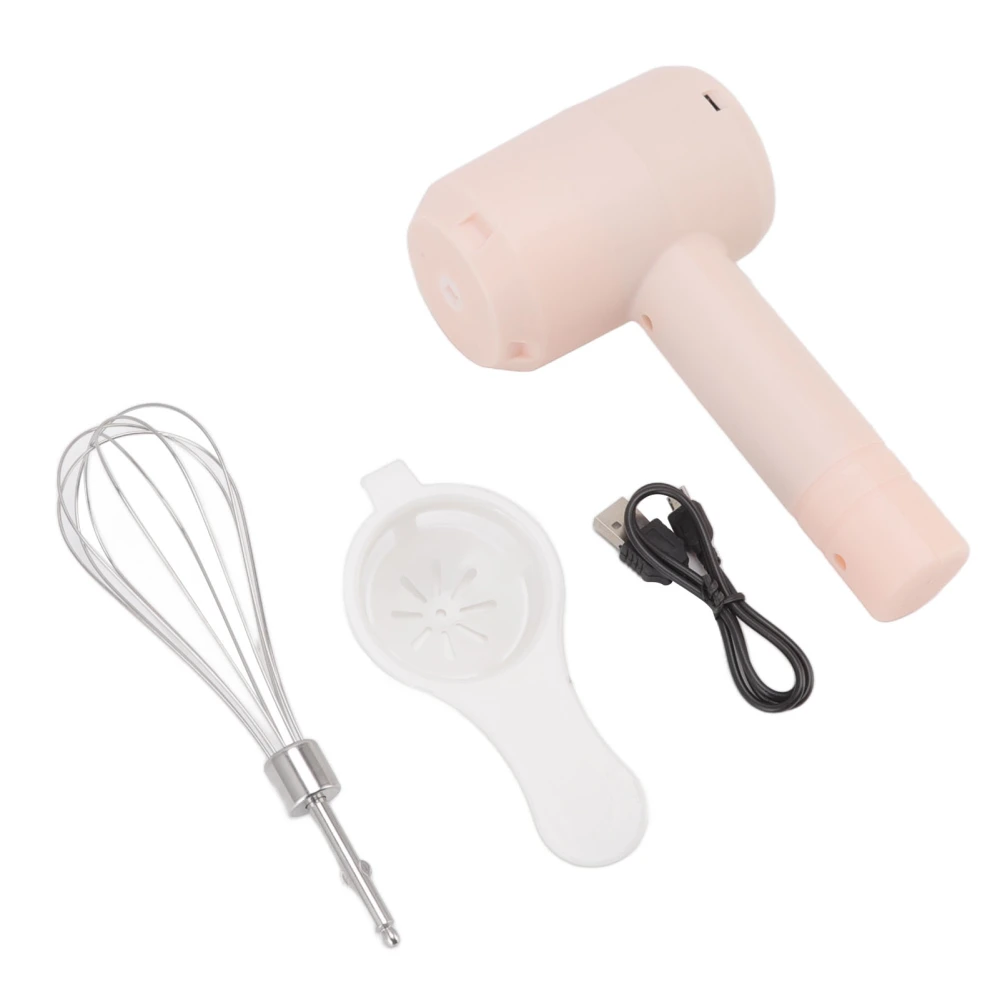 Electric Hand Mixer Automatic USB Rechargeable Portable Cordless Handheld Mixer for Baking Cake Egg Cream Light Pink