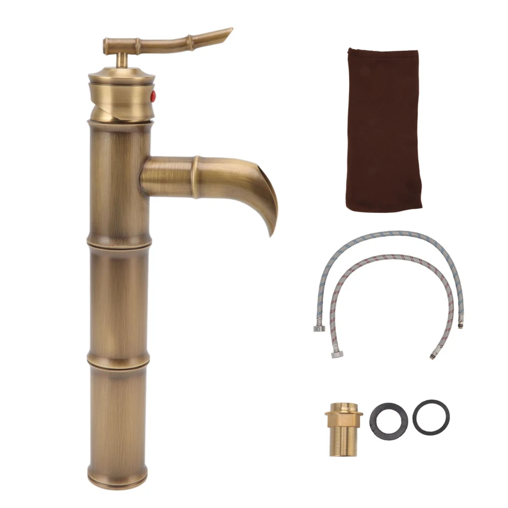 All Copper Antique Faucet 3 Sections Bamboo Joint Single Hole Basin Tap Bevel Mouth Toilet Cold Hot Sink Faucet