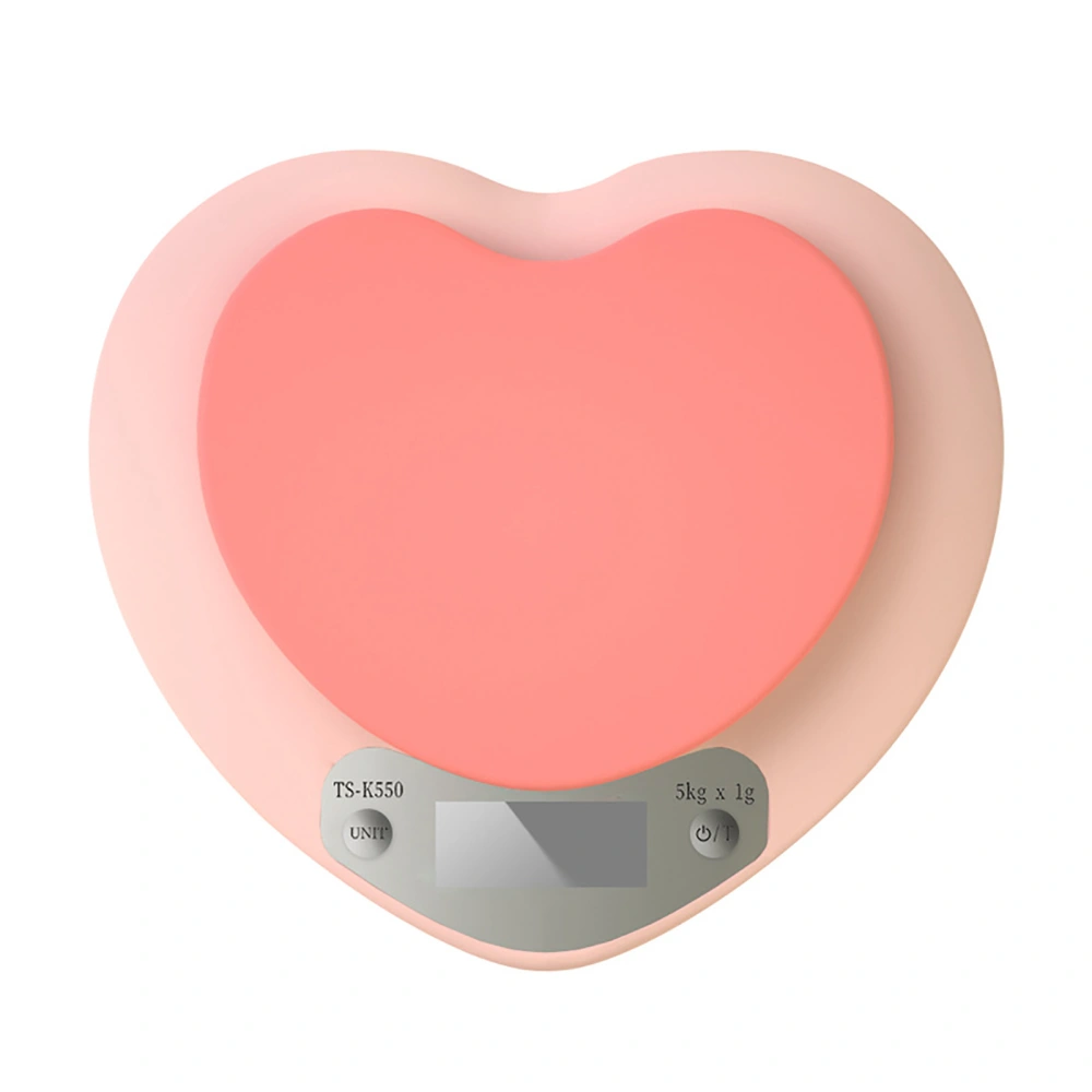 Digital Food Scale HD LCD Display 3 Units Accurate Heart Shaped Small Kitchen Electronic Scale for Baking 1g/5kg Battery Type