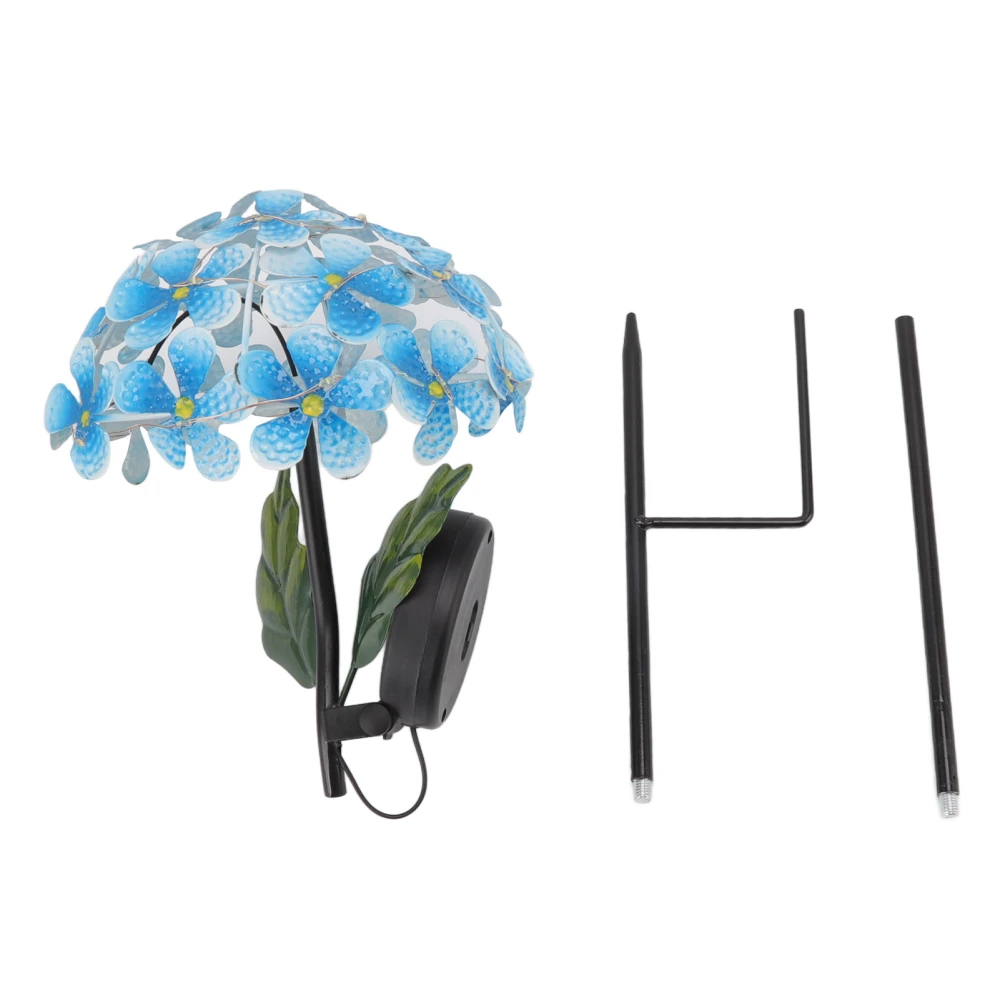 Solar Hydrangea Light 26 LEDs Decorative Lifelike Iron Outdoor Flower Stake Lamp for Garden Porch Lawn 038A Blue