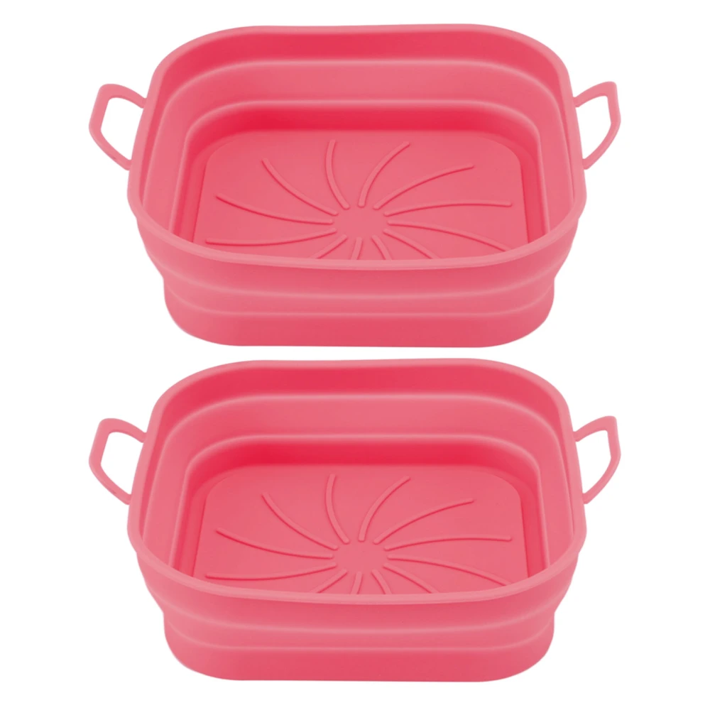 2 Pcs Fryer Silicone Liner Heat Resistant Easy Cleaning Reusable Fryer Basket with Handles Red