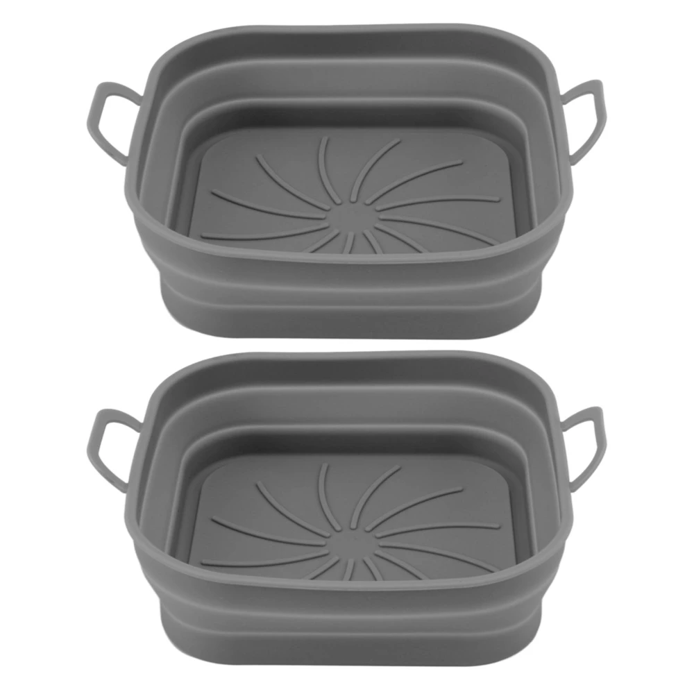 2 Pcs Fryer Silicone Liner Heat Resistant Easy Cleaning Reusable Fryer Basket with Handles Gray