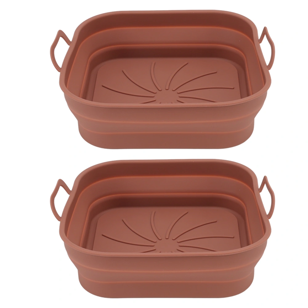 2 PCS Fryer Silicone Basket Nonstick Silicone Pot Fryer Liners Accessories with Handle Brown