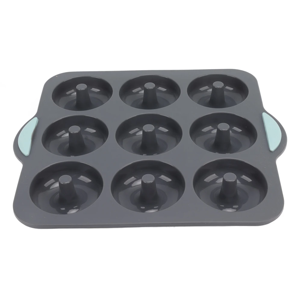 Silicone Donut Mold 9 Cavity Prevents Stick Safe Heat Resistance Doughnut Pan Set for Cake Biscuit Bagels Muffins Dark Gray