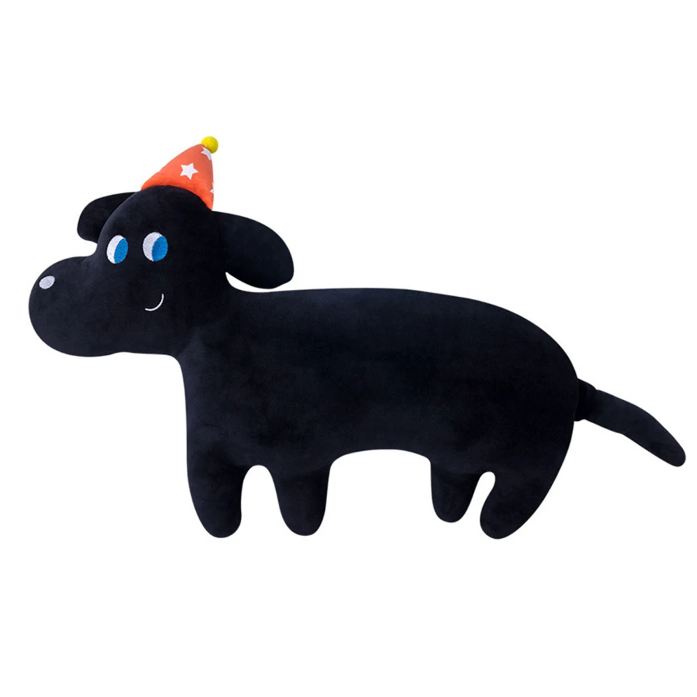 Cute Animal Plush Pillow Soft Comfortable Elastic Stuffed Doll Cushion for Home Bedroom Black Dog