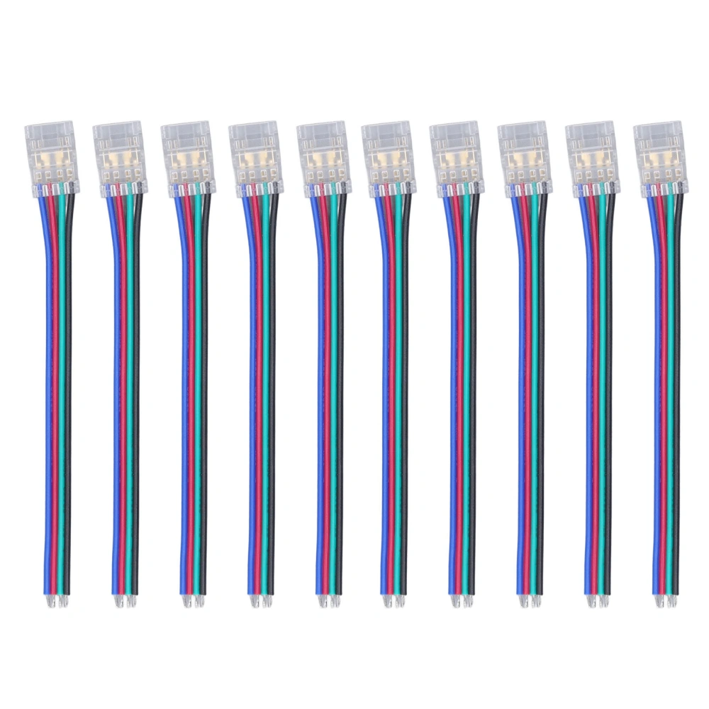 10Pcs LED Light Strip Connectors 4Pin 10mm RGB Strong Durable Safe PC COB LED Strip Connectors for Home Party Office