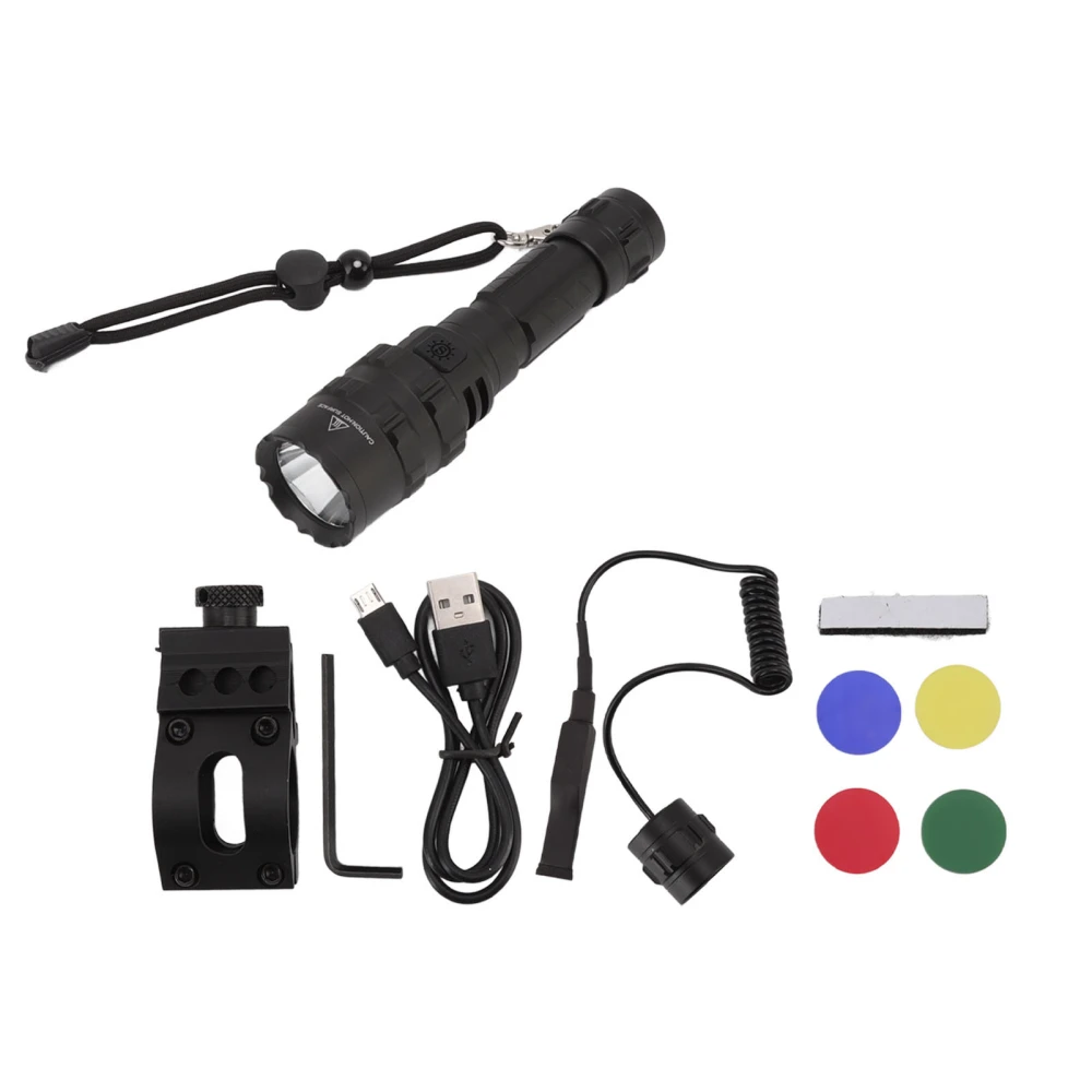 Hunting Flashlight Professional 5 Color Temperature Rechargeable Powerful LED Emergency Flashlight for Outdoor