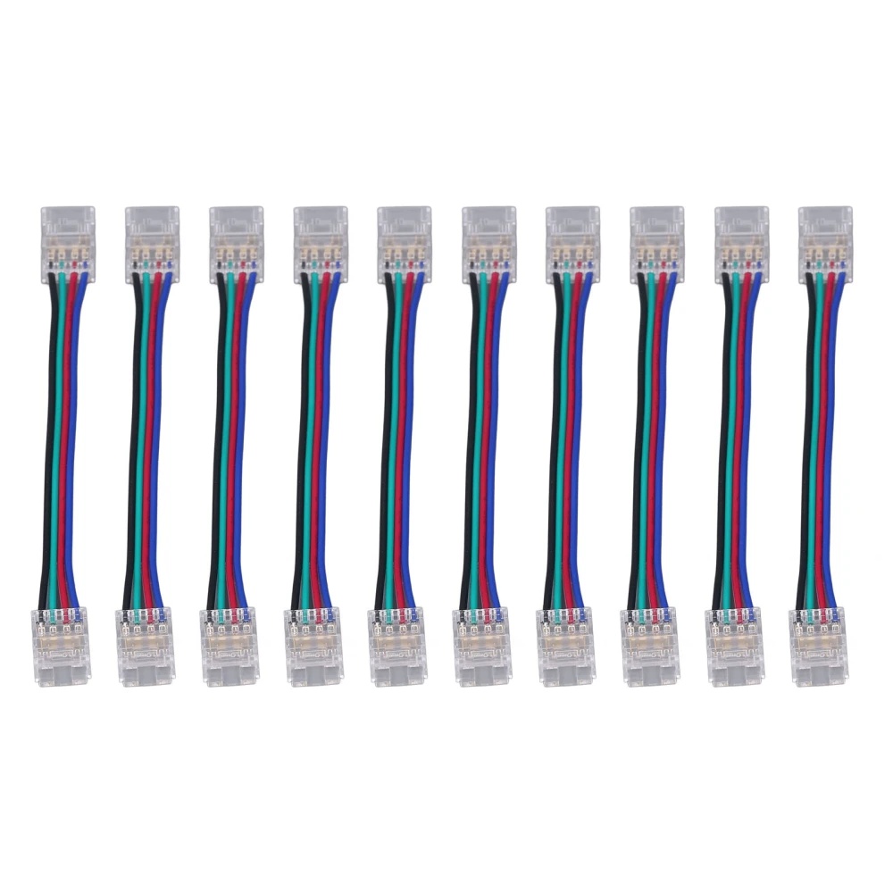 10pcs LED Strip Light Connector Kit 4Pin 10mm Quick Connection Strong Compatibility LED Strip Accessories