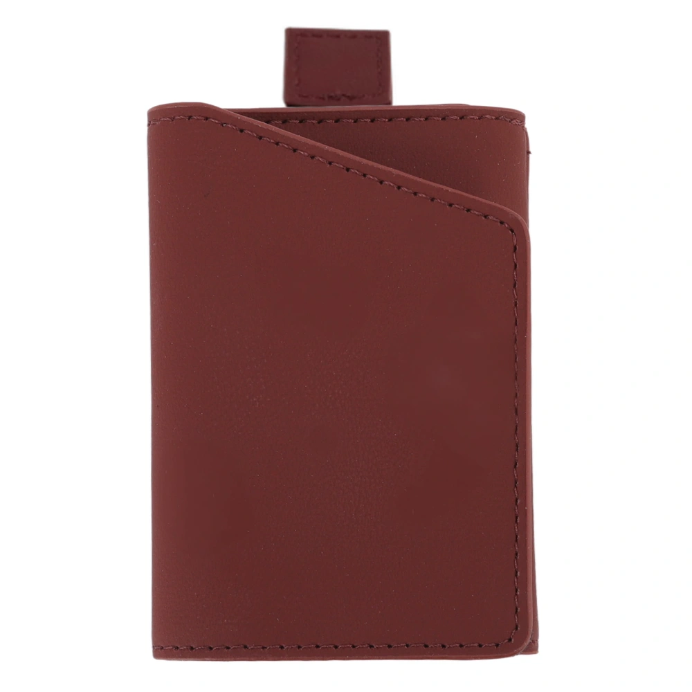 Minimalist Wallet Leather Credit Card Holder Coin Purse Portable Multi Function Card Holder Wallet for Men Women Brownish Red