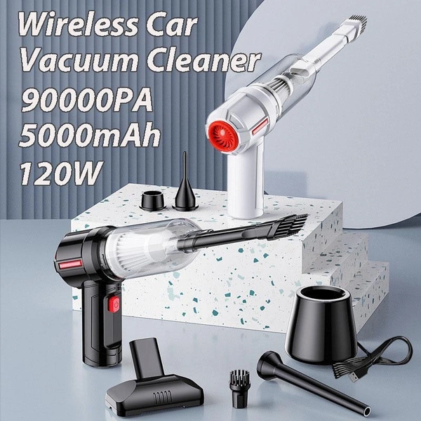 New Wireless Car Vacuum Cleaner 90000PA 4000mAh 120W Strong Suction Multifunctional Handheld Auto Vacuum Cleaner Air Duster Mini Wet Dry Vacuum Cleaner for Car Home Desktop Cleaning Low Noise Cordless Keyboard Computer PC Piano Cleaner