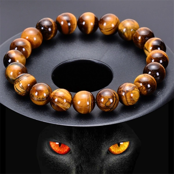 Tiger Eye Stone Beads Bracelet Handmade Yoga Healing Energy Buddha Bracelet 6mm 8mm 10mm 12mm