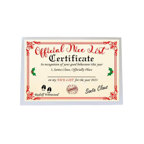 Santas Nice Certificate