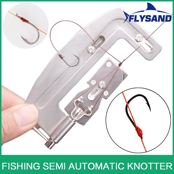 NEW High Quality Semi Automatic Fishing Hooks Line Tier Machine Portable Stainless Steel Fish Hook Line Knotter Tying Binding Stonego Fishing Tool FLYSAND Fishing Accessories