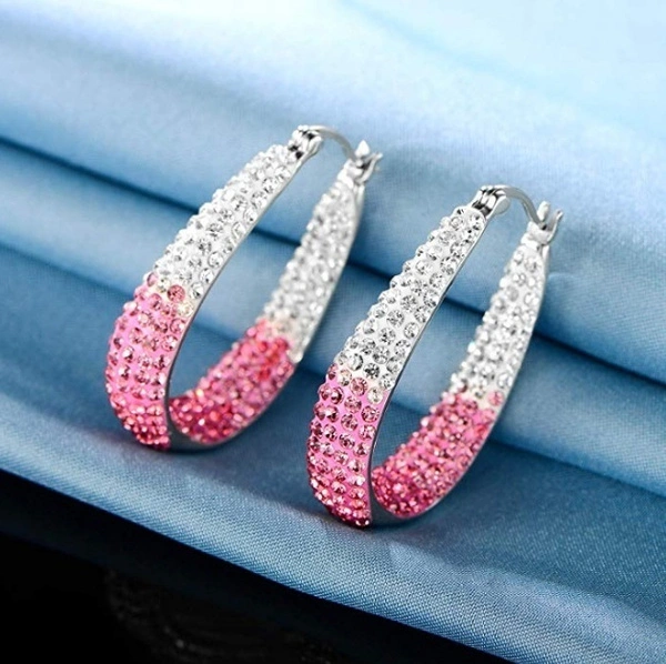 Charming Women Jewelry Lady Gemstone 925 Sterling Silver White Topaz Hoop Earrings for Wedding Party Gifts