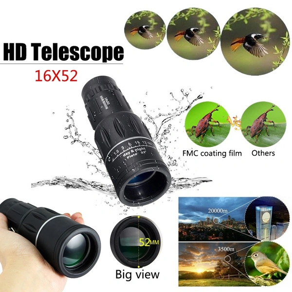 Upgrade HD Telescope16X52 Big view Monoculars Optical Monocular Portable Handheld Telescope Waterproof Hunting Camping Hiking Tool